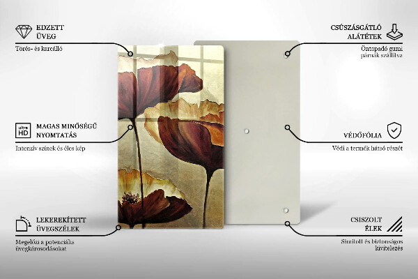 Tocător sticlă Flori boho pictate