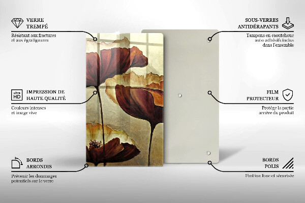 Tocător sticlă Flori boho pictate