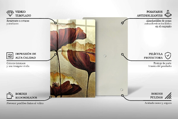 Tocător sticlă Flori boho pictate