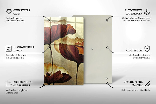 Tocător sticlă Flori boho pictate