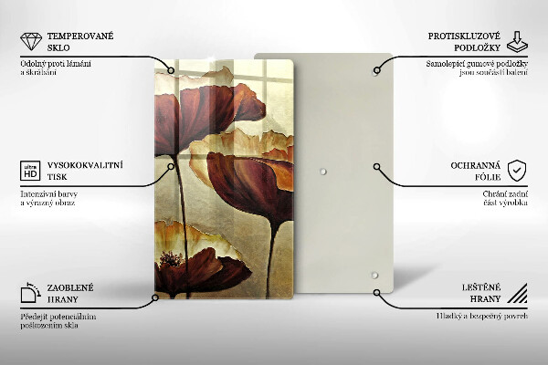 Tocător sticlă Flori boho pictate