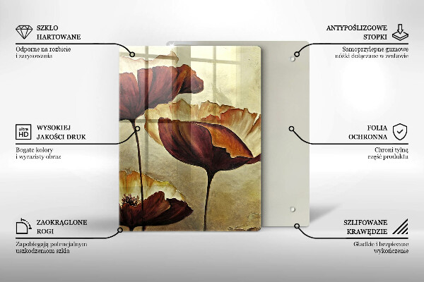 Tocător sticlă Flori boho pictate