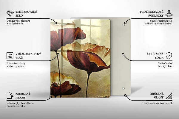 Tocător sticlă Flori boho pictate