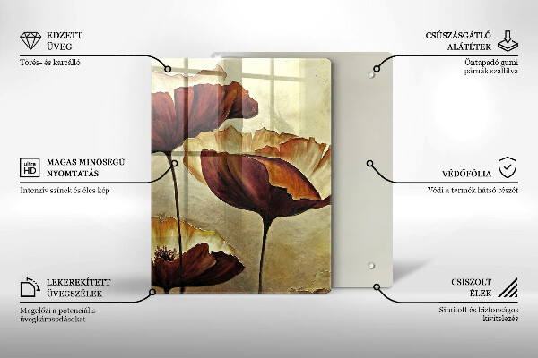 Tocător sticlă Flori boho pictate