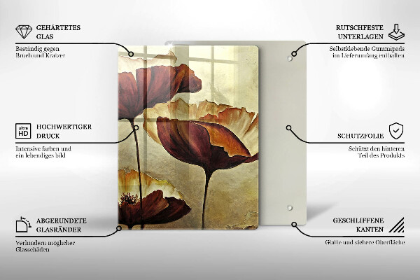 Tocător sticlă Flori boho pictate