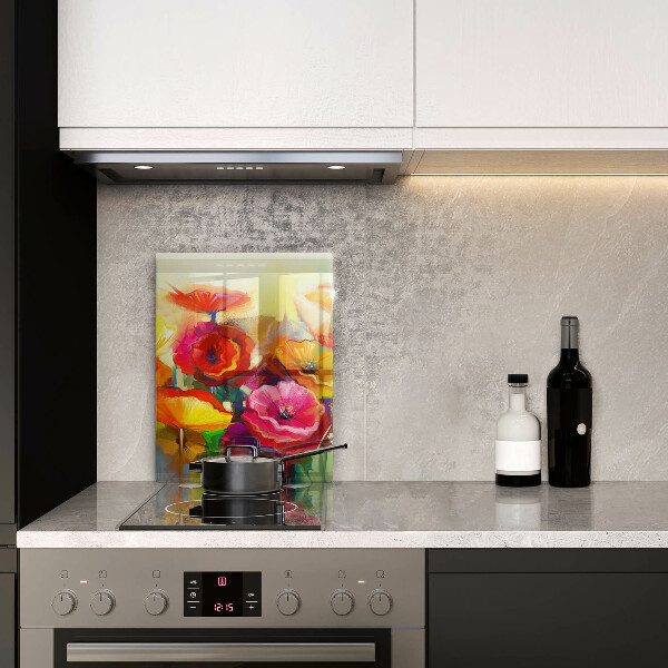 Tocător sticlă Flori colorate pictate