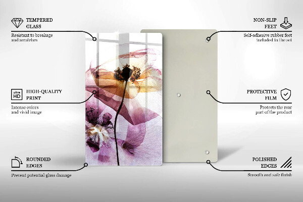 Tocător sticlă Flori delicate