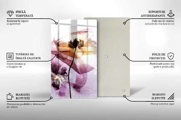 Tocător sticlă Flori delicate