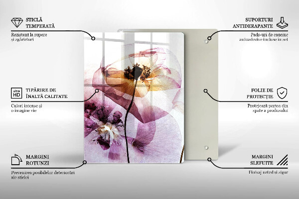 Tocător sticlă Flori delicate