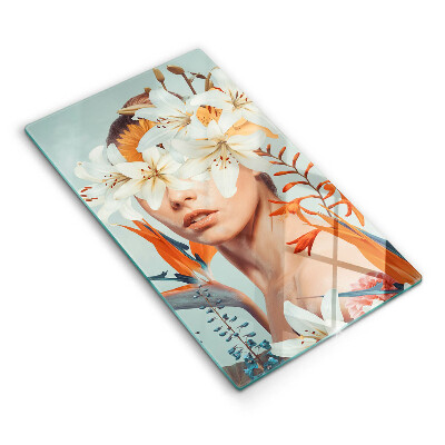 Tocător sticlă Femeie în flori