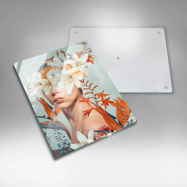 Tocător sticlă Femeie în flori