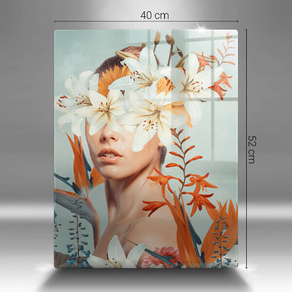 Tocător sticlă Femeie în flori