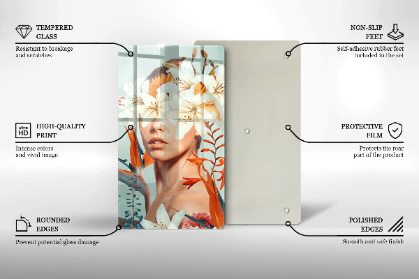 Tocător sticlă Femeie în flori