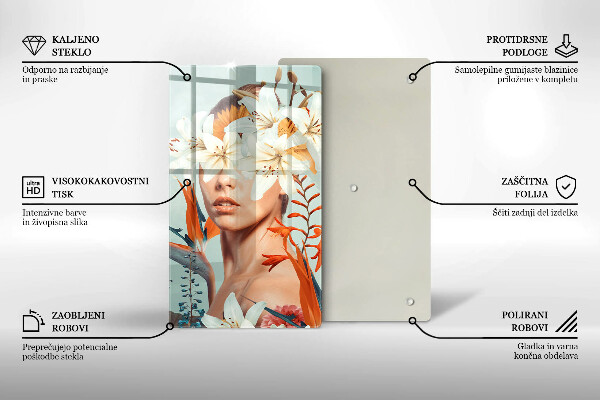 Tocător sticlă Femeie în flori