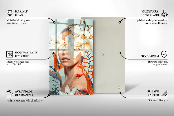 Tocător sticlă Femeie în flori