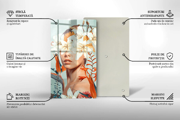 Tocător sticlă Femeie în flori