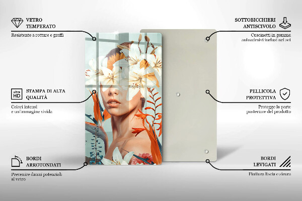 Tocător sticlă Femeie în flori