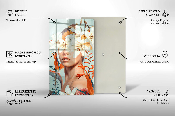 Tocător sticlă Femeie în flori