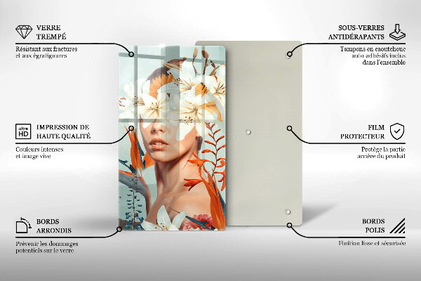 Tocător sticlă Femeie în flori