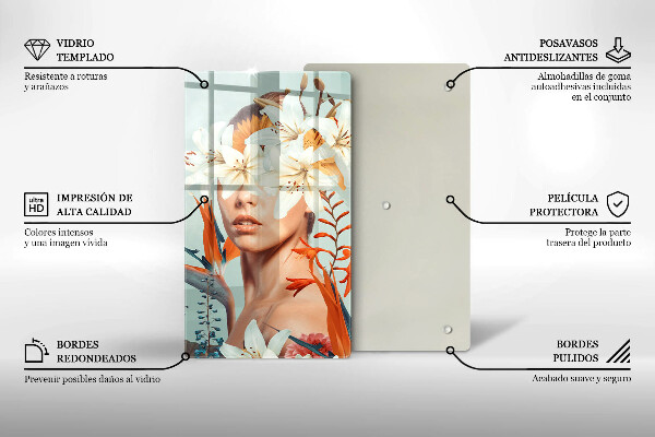 Tocător sticlă Femeie în flori