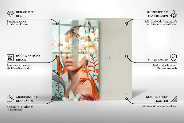 Tocător sticlă Femeie în flori