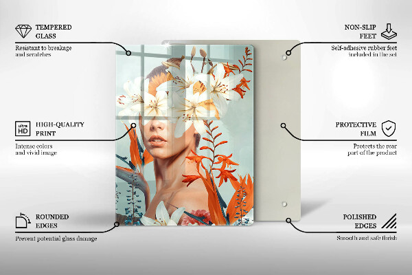 Tocător sticlă Femeie în flori