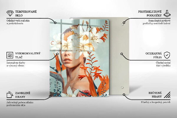 Tocător sticlă Femeie în flori