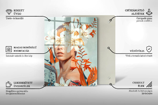 Tocător sticlă Femeie în flori