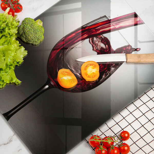 Tocător sticlă Pahar și vin roșu