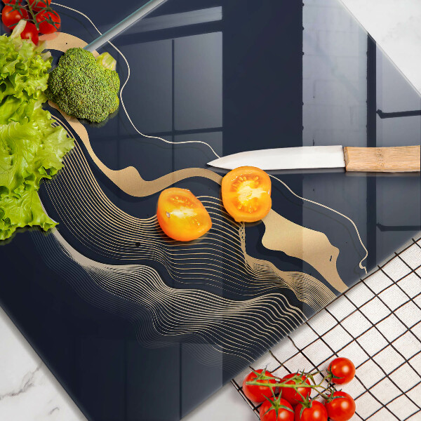 Tocător de bucătărie Linii aurii abstracte