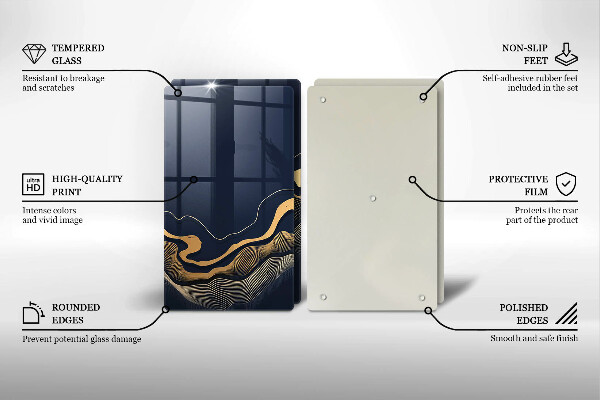 Tocător de bucătărie Linii aurii abstracte