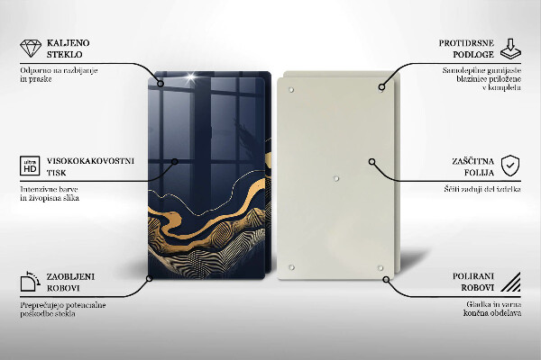 Tocător de bucătărie Linii aurii abstracte