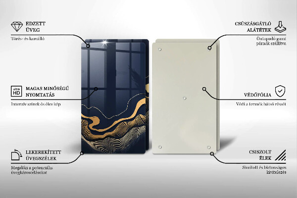 Tocător de bucătărie Linii aurii abstracte