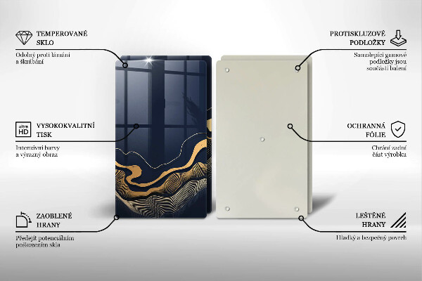 Tocător de bucătărie Linii aurii abstracte