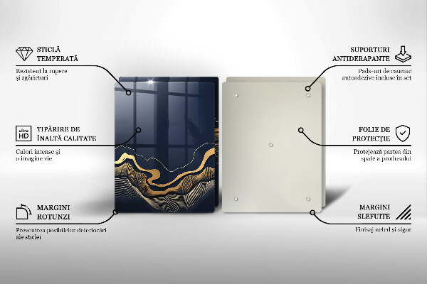 Tocător de bucătărie Linii aurii abstracte