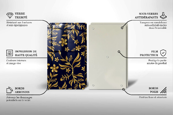 Tocător de bucătărie Motiv flori aurii