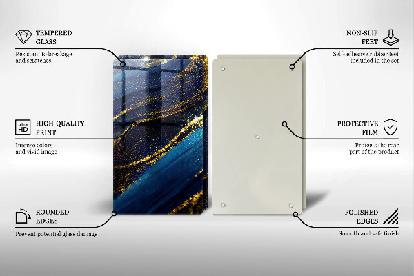 Tocător sticlă Abstracție bleumarin