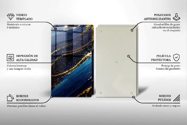 Tocător sticlă Abstracție bleumarin