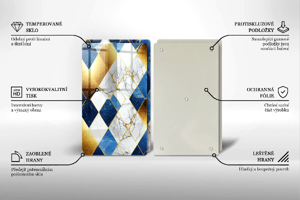 Tocător sticlă Romburi de marmură aurie