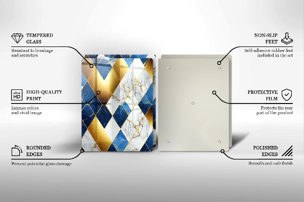 Tocător sticlă Romburi de marmură aurie