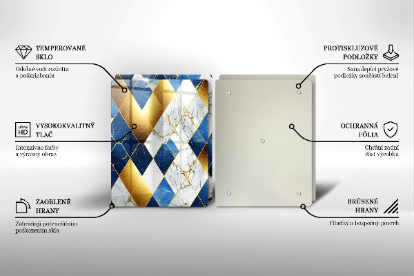 Tocător sticlă Romburi de marmură aurie