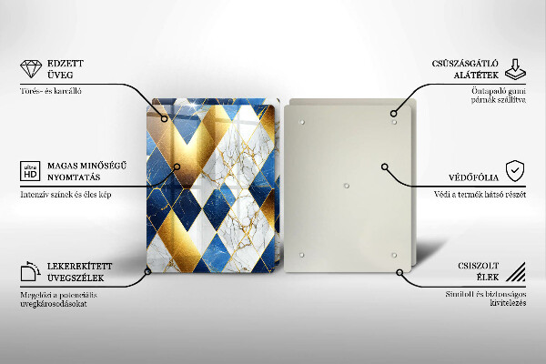 Tocător sticlă Romburi de marmură aurie