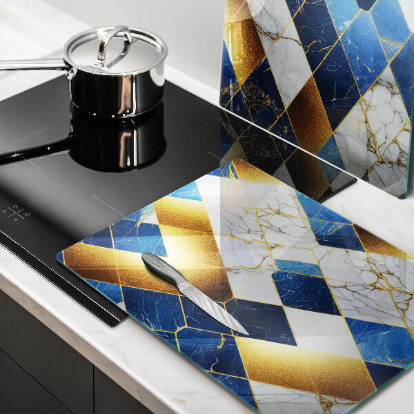 Tocător sticlă Romburi de marmură aurie