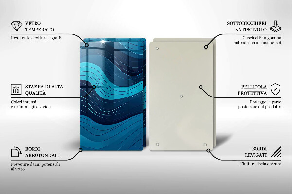 Tocător sticlă Valuri abstracte