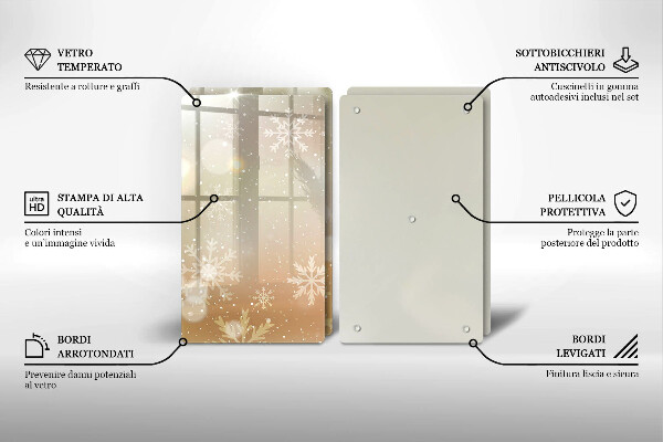 Tocător sticlă Fulgi de nea