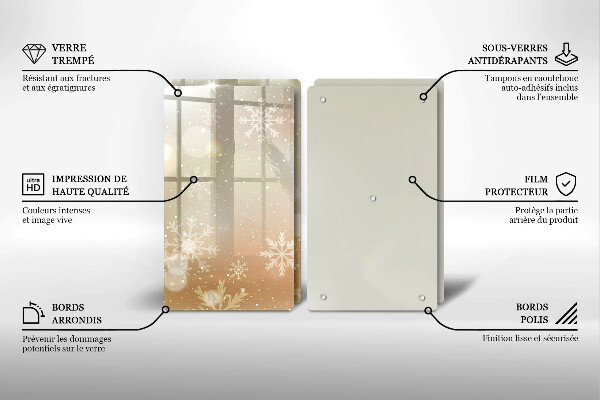 Tocător sticlă Fulgi de nea