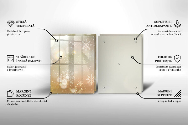 Tocător sticlă Fulgi de nea