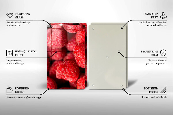 Tocător sticlă Fructe de zmeură