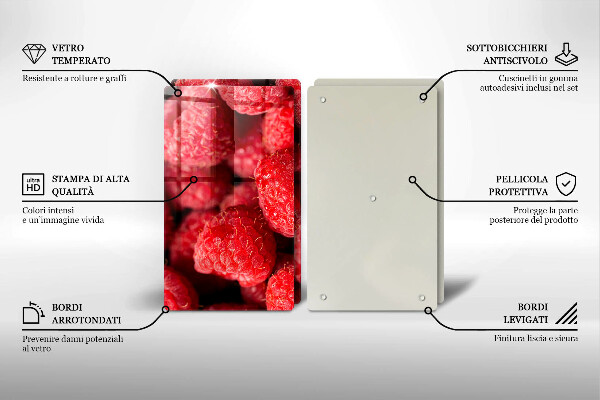Tocător sticlă Fructe de zmeură