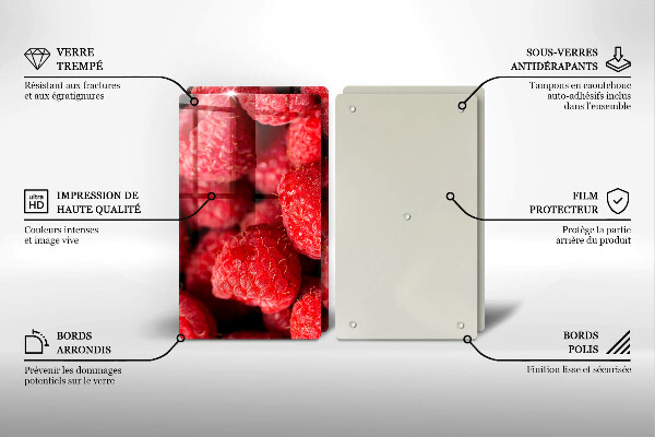 Tocător sticlă Fructe de zmeură